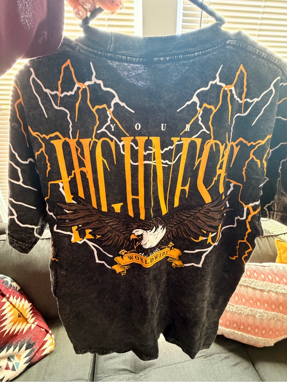 Your Highness - Black Eagle Graphic Tee - Yellow Accent
